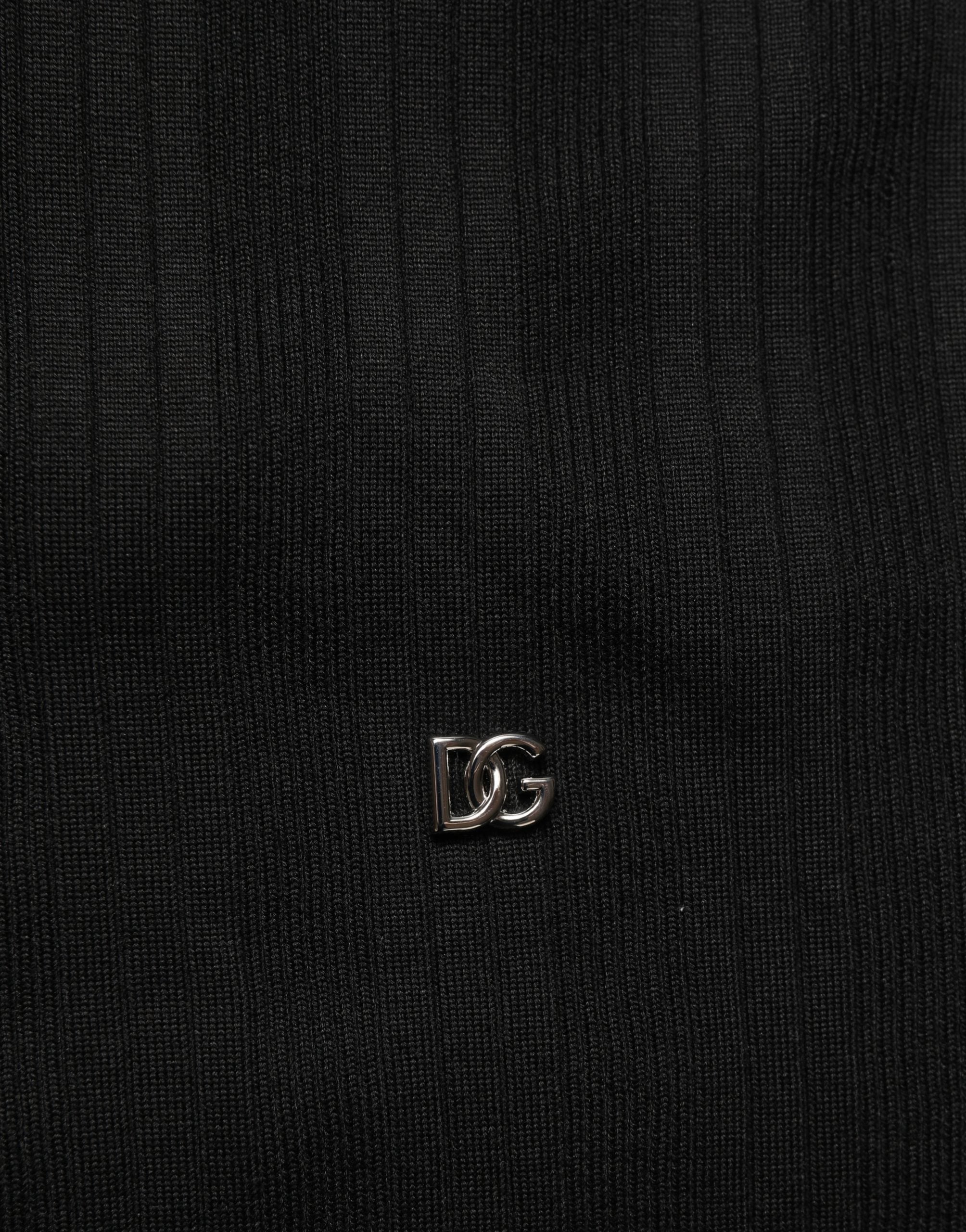 Dolce & Gabbana Schwarzer Henley-Pullover aus Seidenmischung für Herren