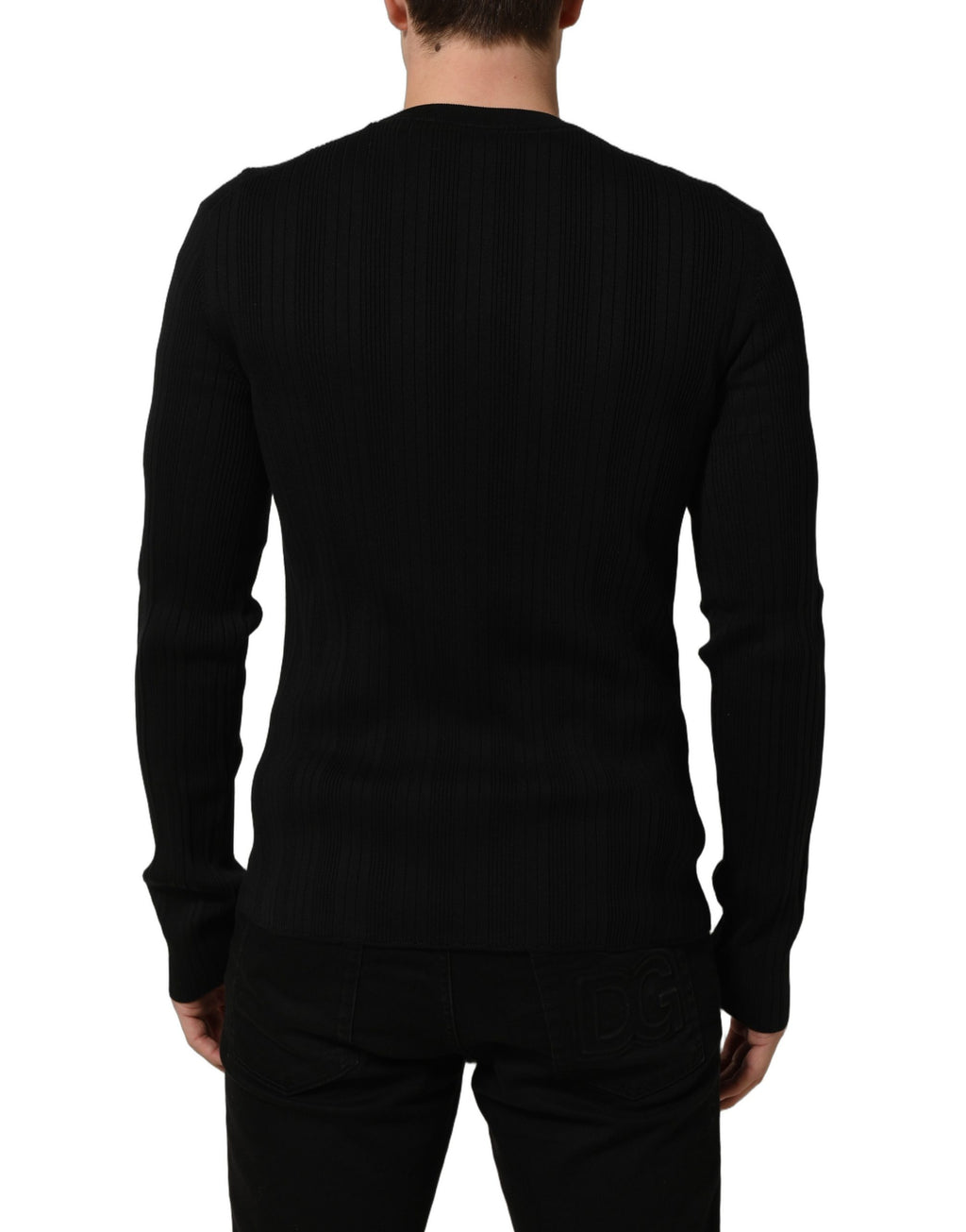Dolce & Gabbana Schwarzer Henley-Pullover aus Seidenmischung für Herren