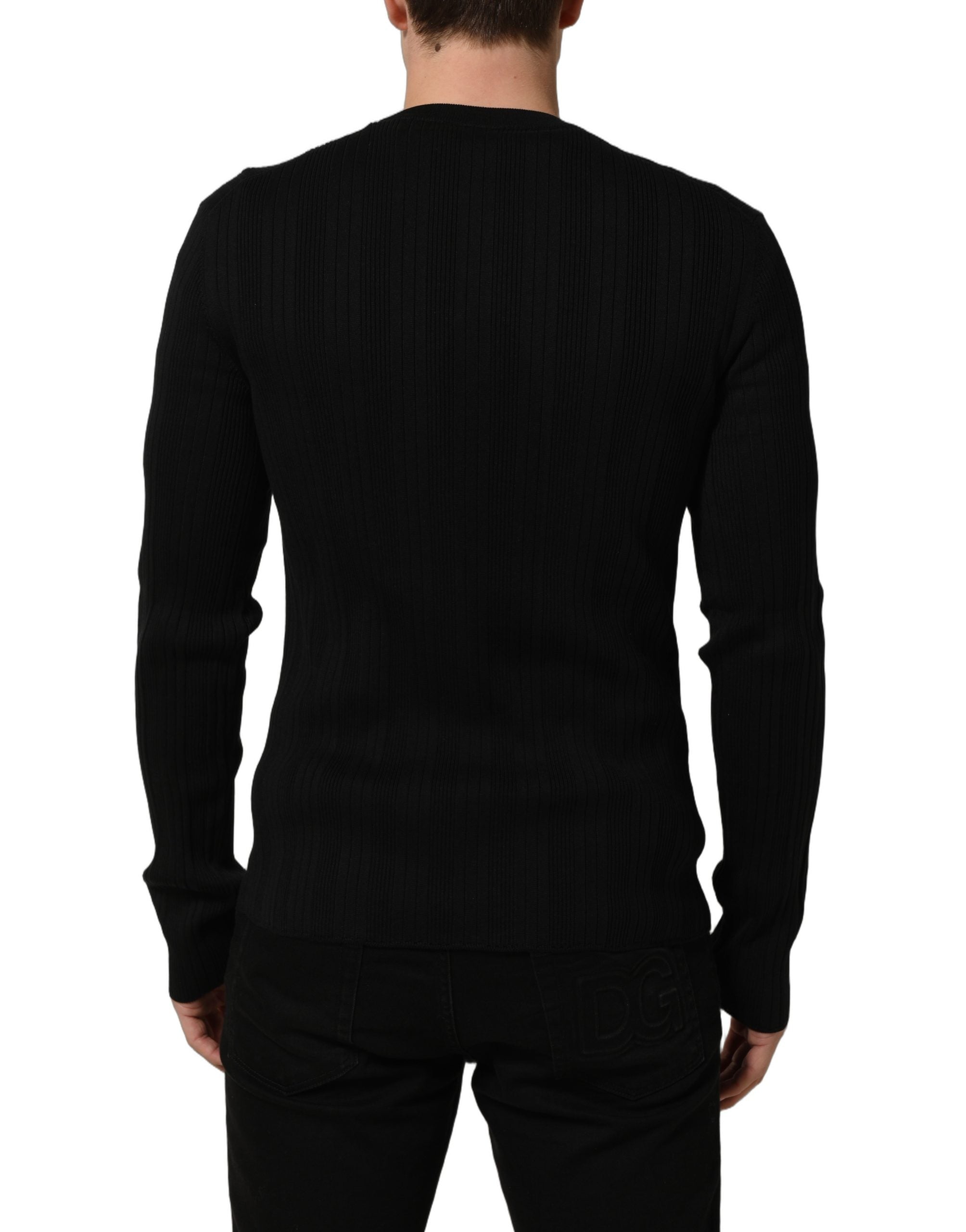 Dolce & Gabbana Schwarzer Henley-Pullover aus Seidenmischung für Herren