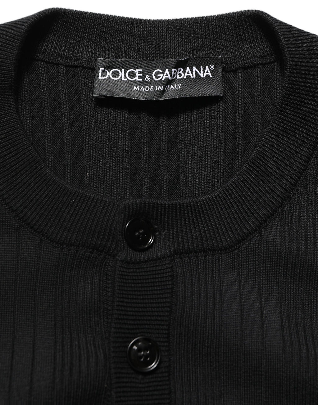 Dolce & Gabbana Schwarzer Henley-Pullover aus Seidenmischung für Herren