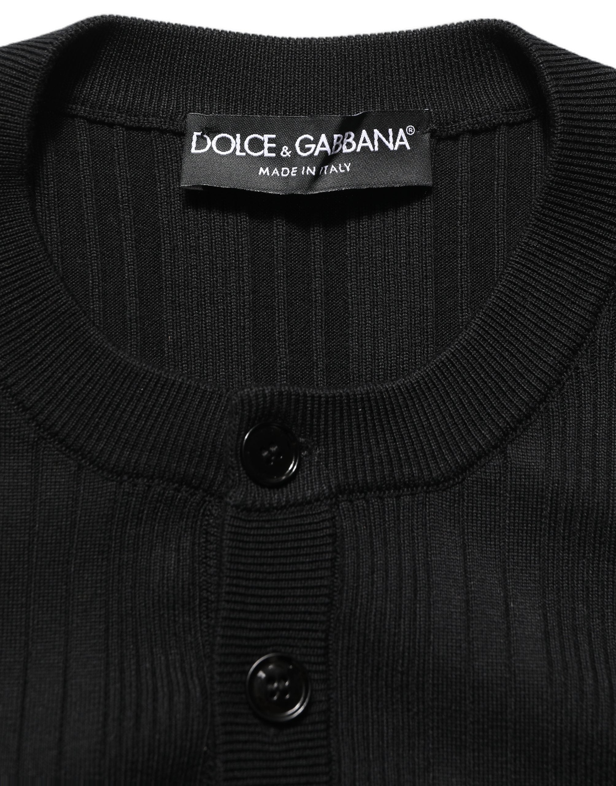Dolce & Gabbana Schwarzer Henley-Pullover aus Seidenmischung für Herren