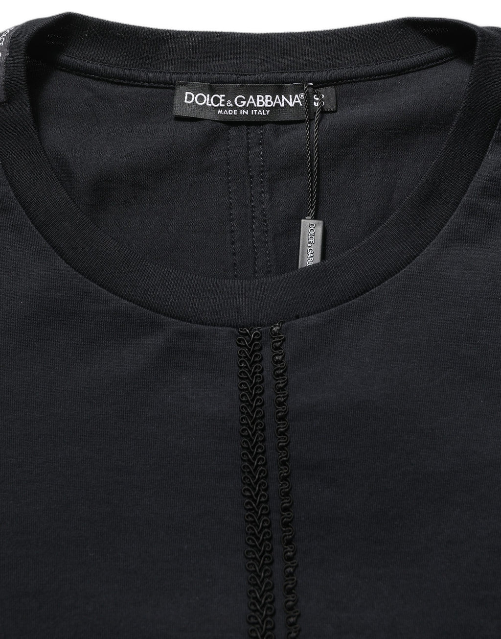 Dolce & Gabbana Dunkelblauer Pullover aus Baumwolle mit Rundhalsausschnitt
