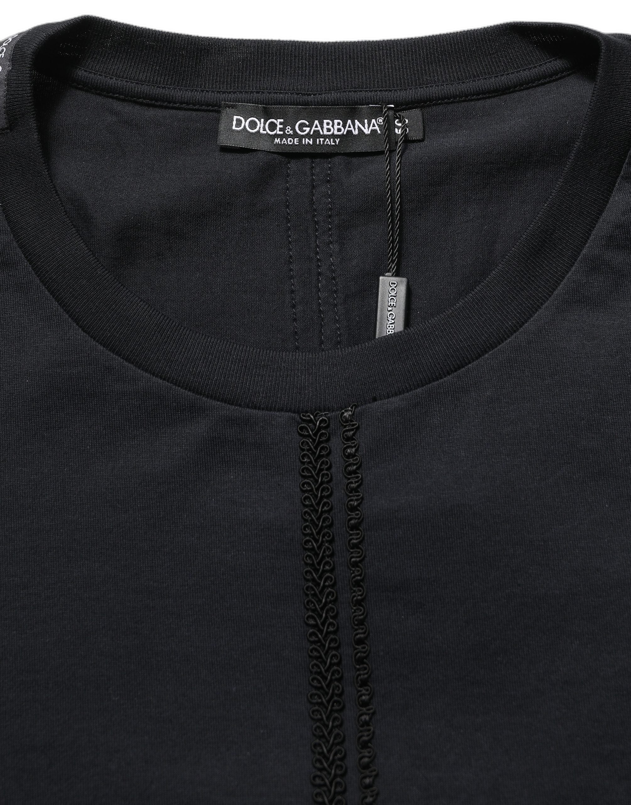 Dolce & Gabbana Dunkelblauer Pullover aus Baumwolle mit Rundhalsausschnitt