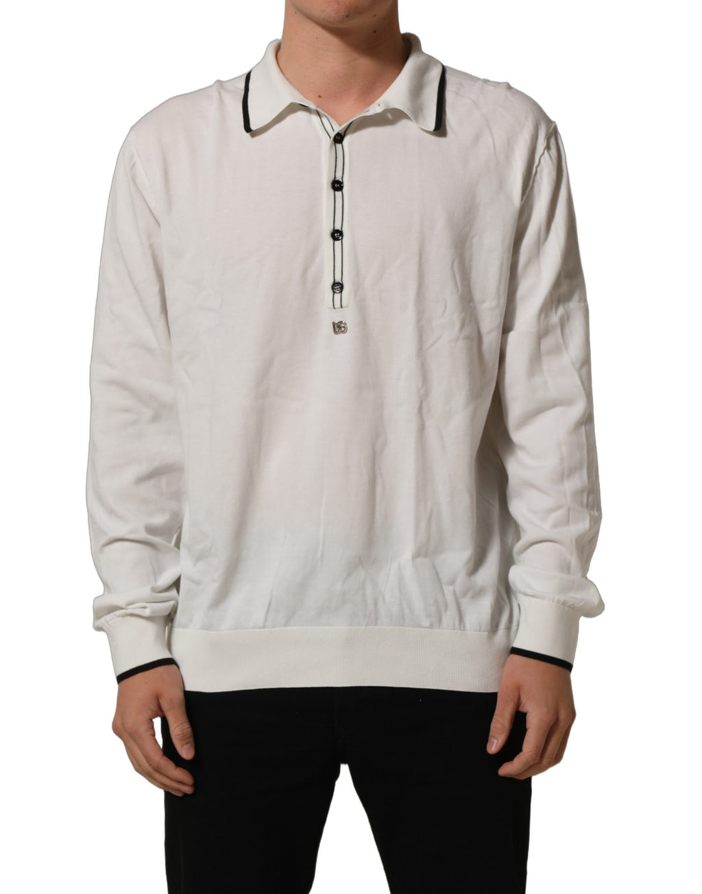 Dolce & Gabbana Schwarzes T-Shirt mit Blattprint aus Seide für Herren mit Rundhalsausschnitt
