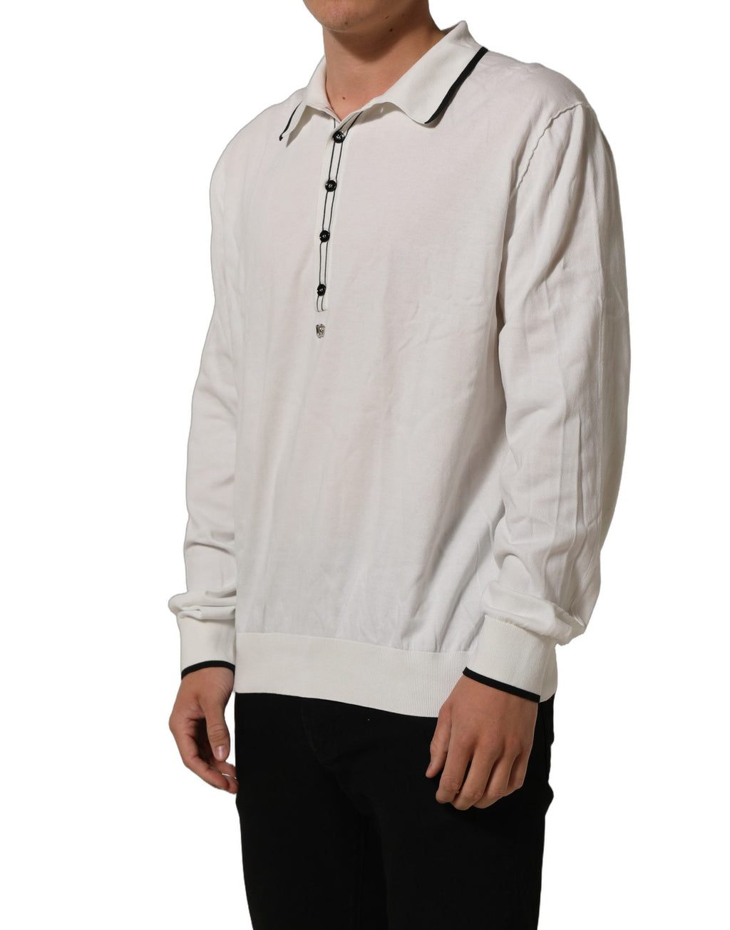 Dolce & Gabbana Schwarzes T-Shirt mit Blattprint aus Seide für Herren mit Rundhalsausschnitt