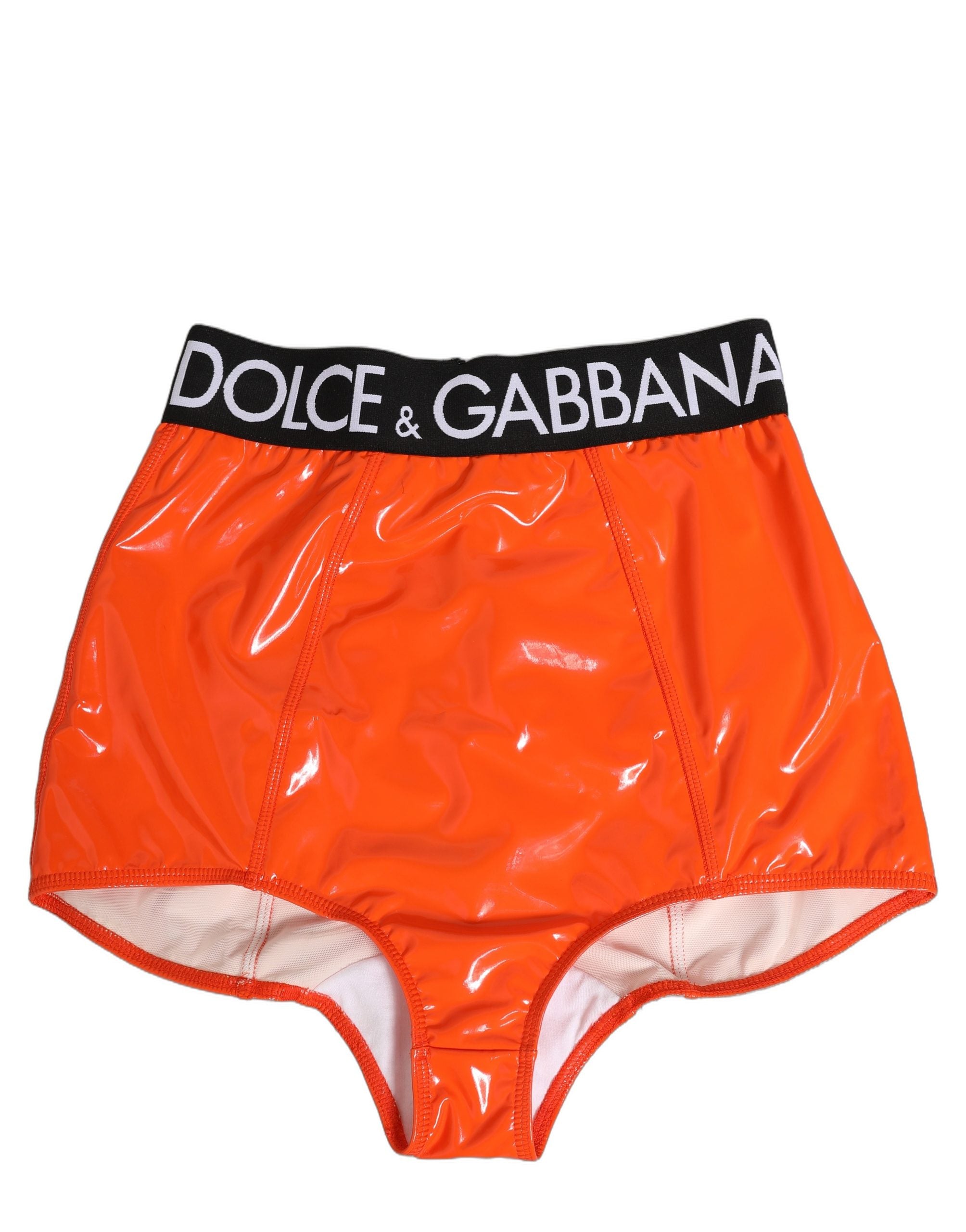 Dolce & Gabbana Orange Polyester Logo High Waist Miederhose