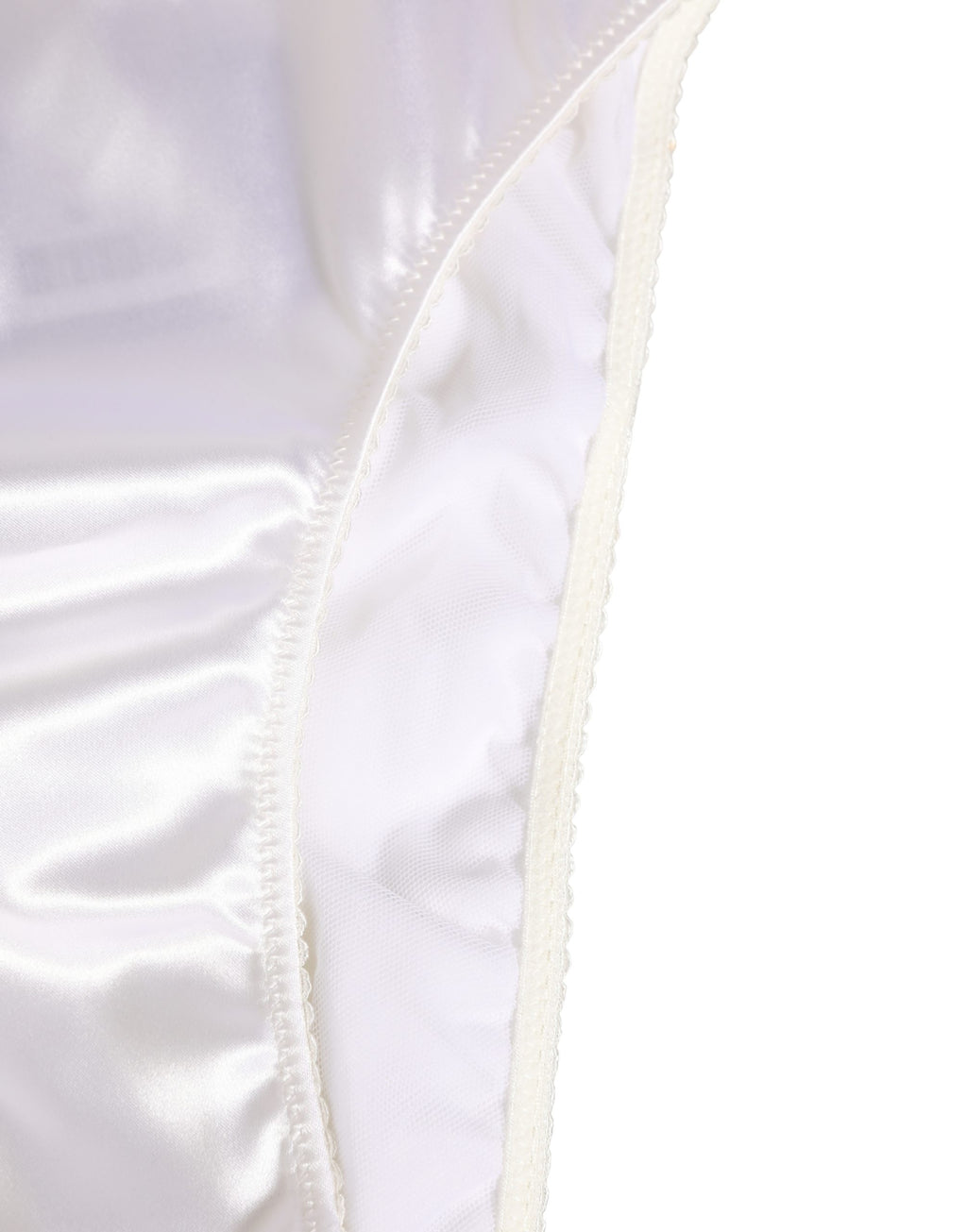 Dolce & Gabbana Weißer Satin-Slip mit hoher Taille Logo Damen Unterwäsche