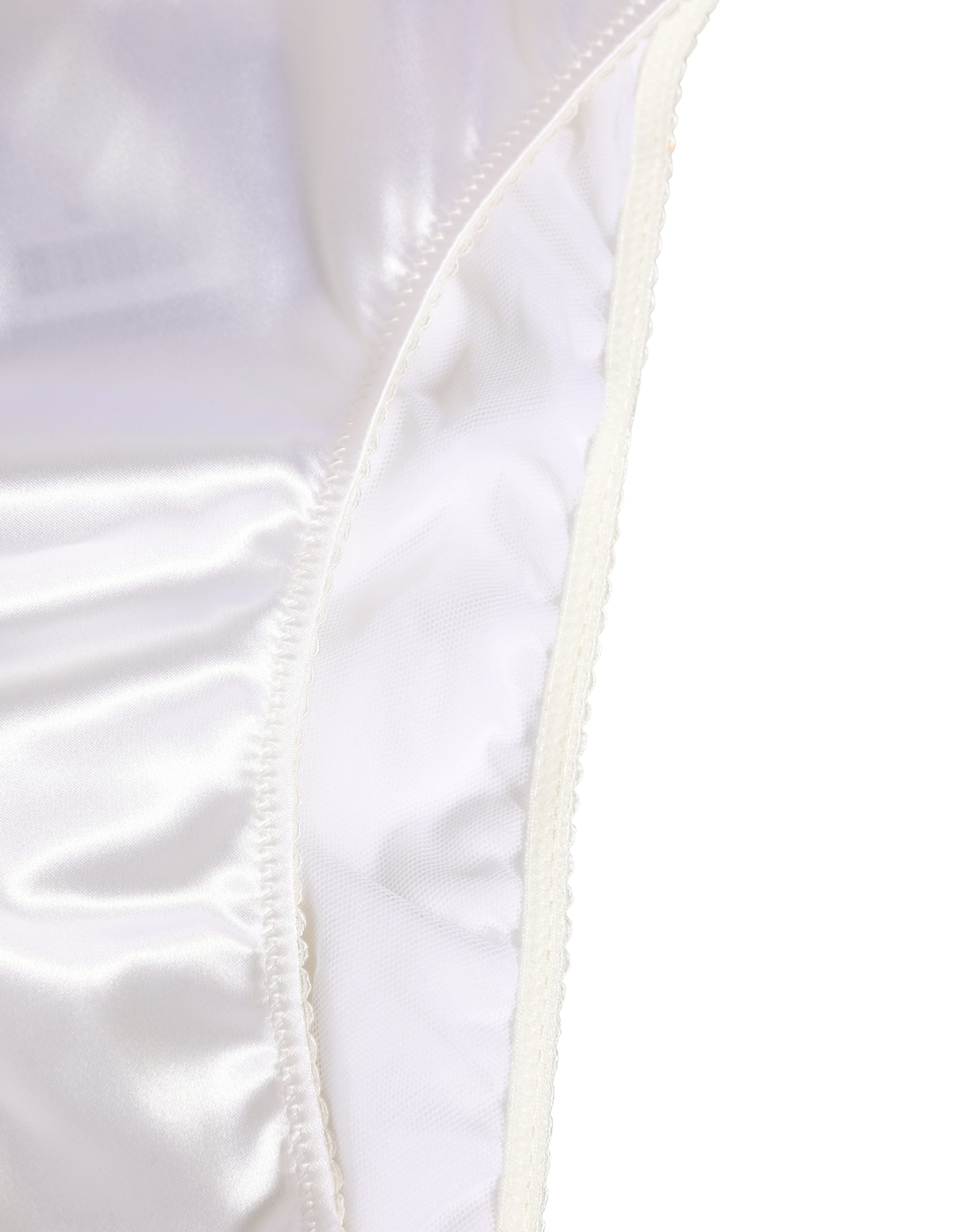 Dolce & Gabbana Weißer Satin-Slip mit hoher Taille Logo Damen Unterwäsche