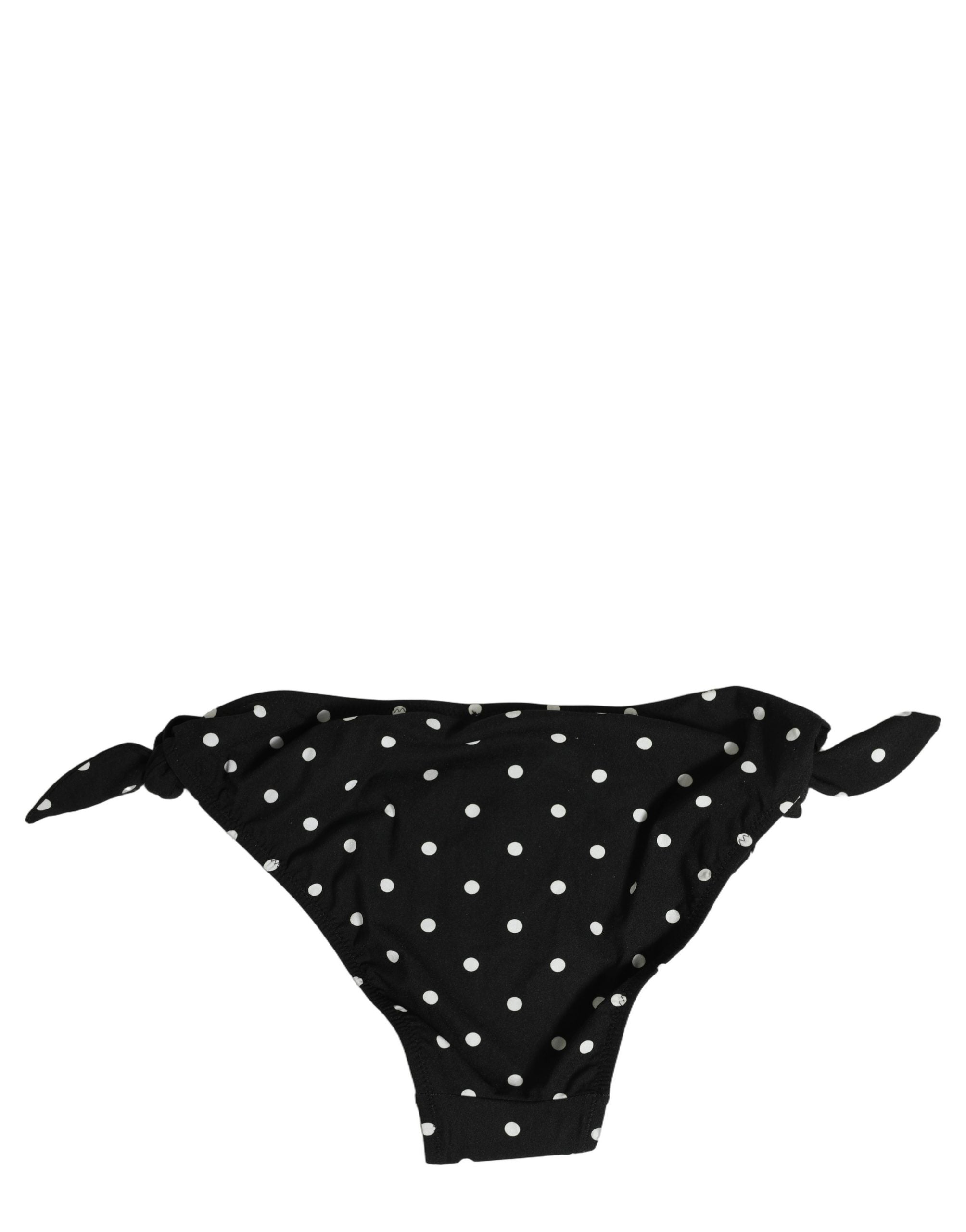 Dolce & Gabbana Schwarzer gepunkteter Badeanzug Badeanzug Unterteil Bikini