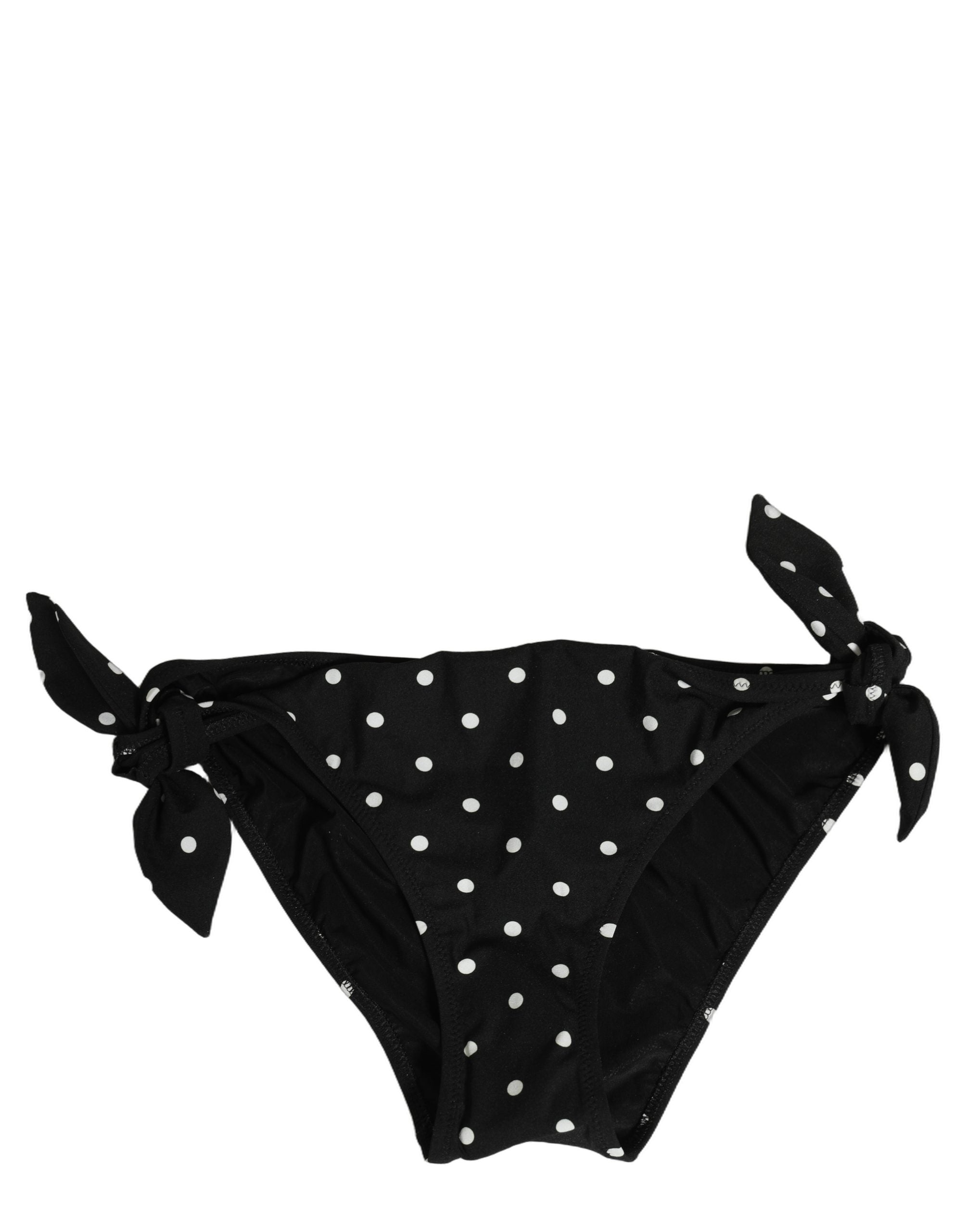 Dolce & Gabbana Schwarzer gepunkteter Badeanzug Badeanzug Unterteil Bikini