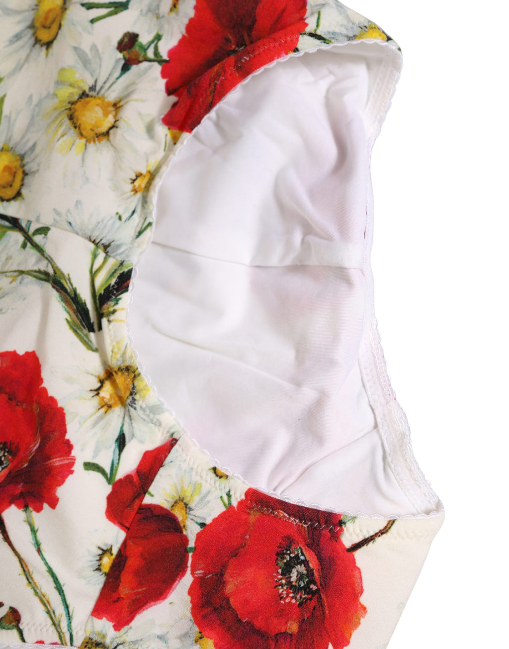 Dolce & Gabbana Weiße Nylon-Gürtelunterhose mit Blumenmuster und hoher Taille