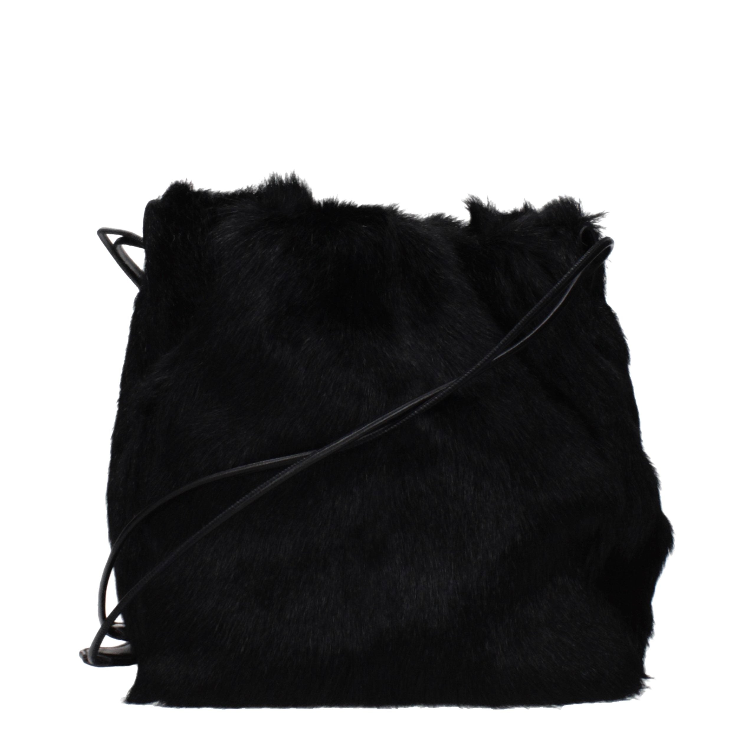 Jil Sander Schwarze Schultertasche aus Fell