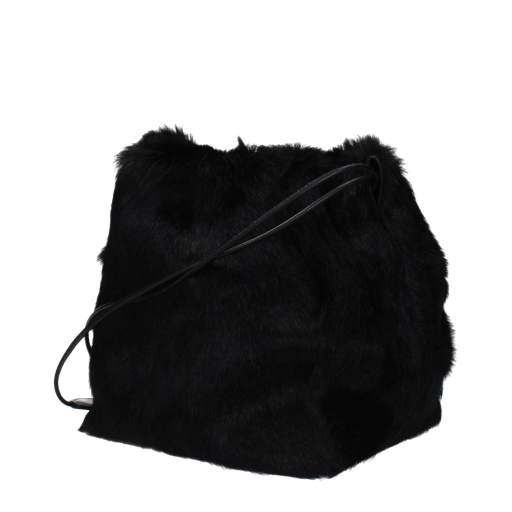 Jil Sander Schwarze Schultertasche aus Fell