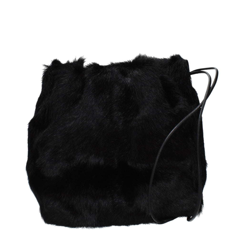 Jil Sander Schwarze Schultertasche aus Fell