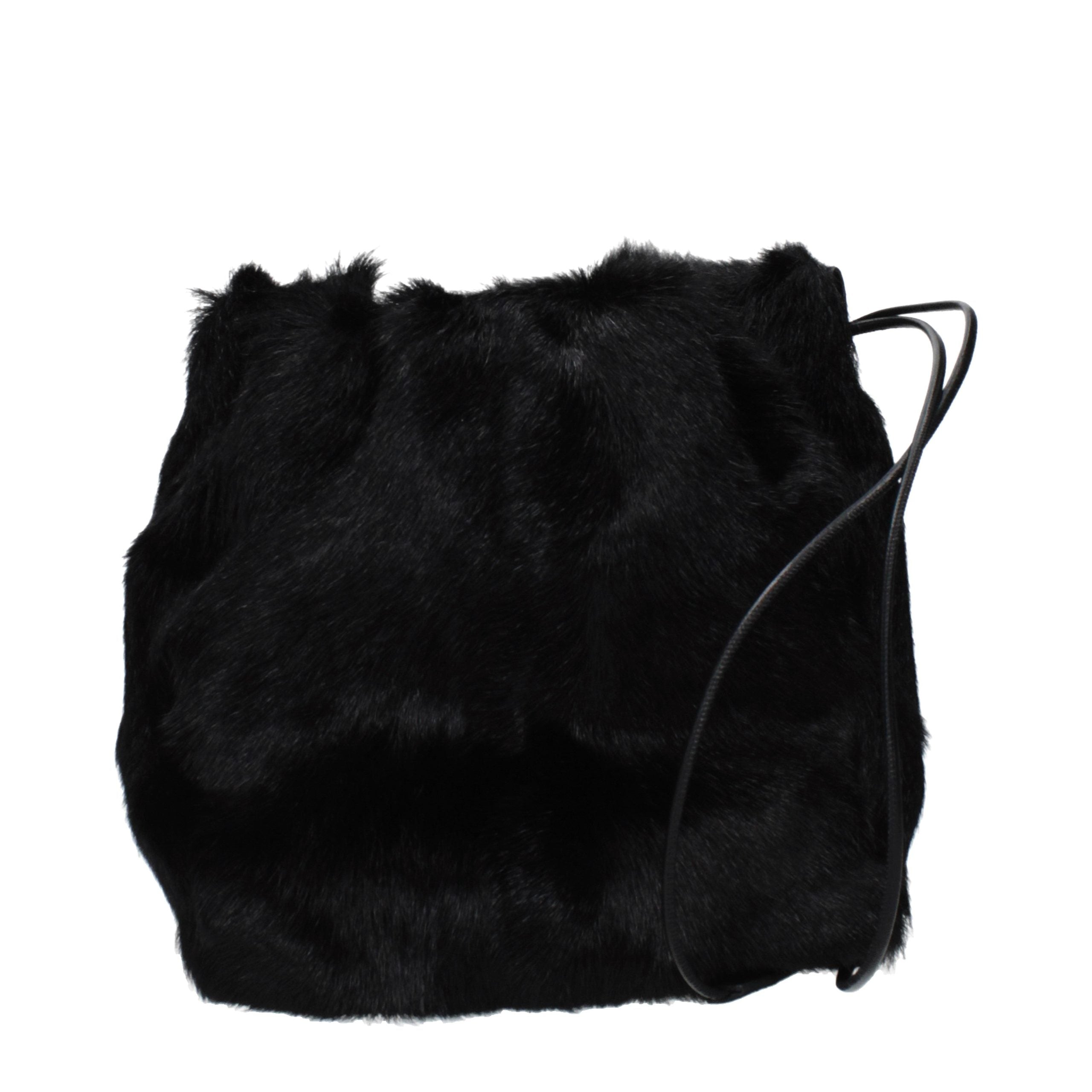 Jil Sander Schwarze Schultertasche aus Fell