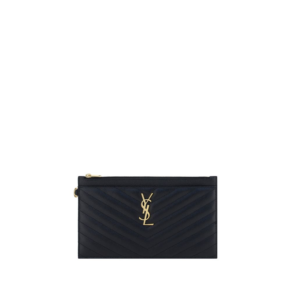Saint Laurent Schwarzes Kalbsleder Bos Taurus Portemonnaie