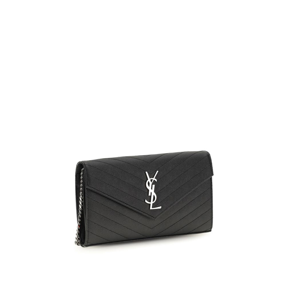Saint Laurent Schwarzes Kalbsleder Bos Taurus Portemonnaie