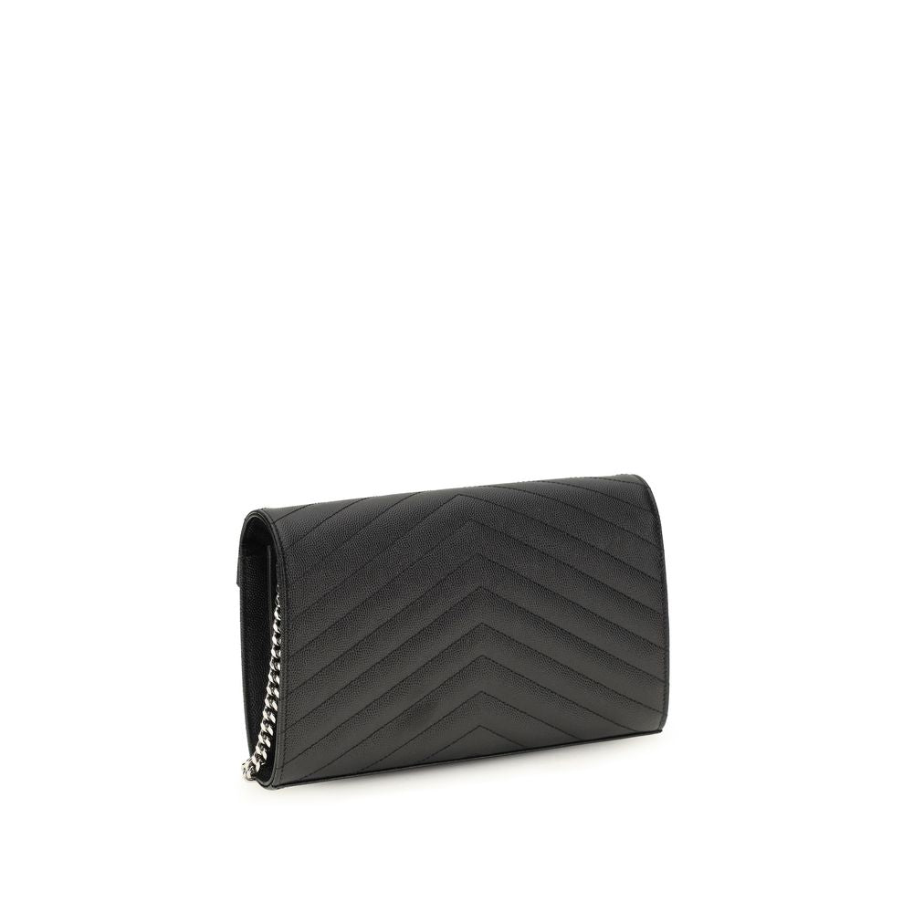 Saint Laurent Schwarzes Kalbsleder Bos Taurus Portemonnaie