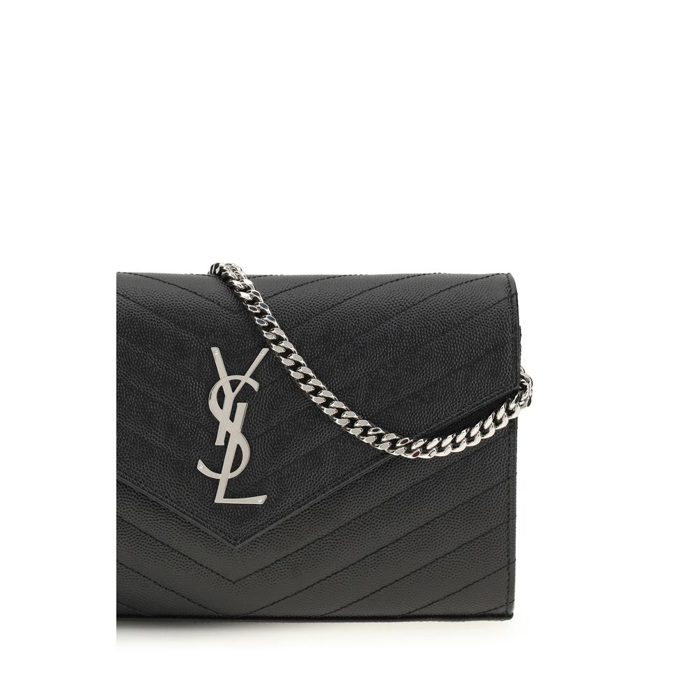 Saint Laurent Schwarzes Kalbsleder Bos Taurus Portemonnaie