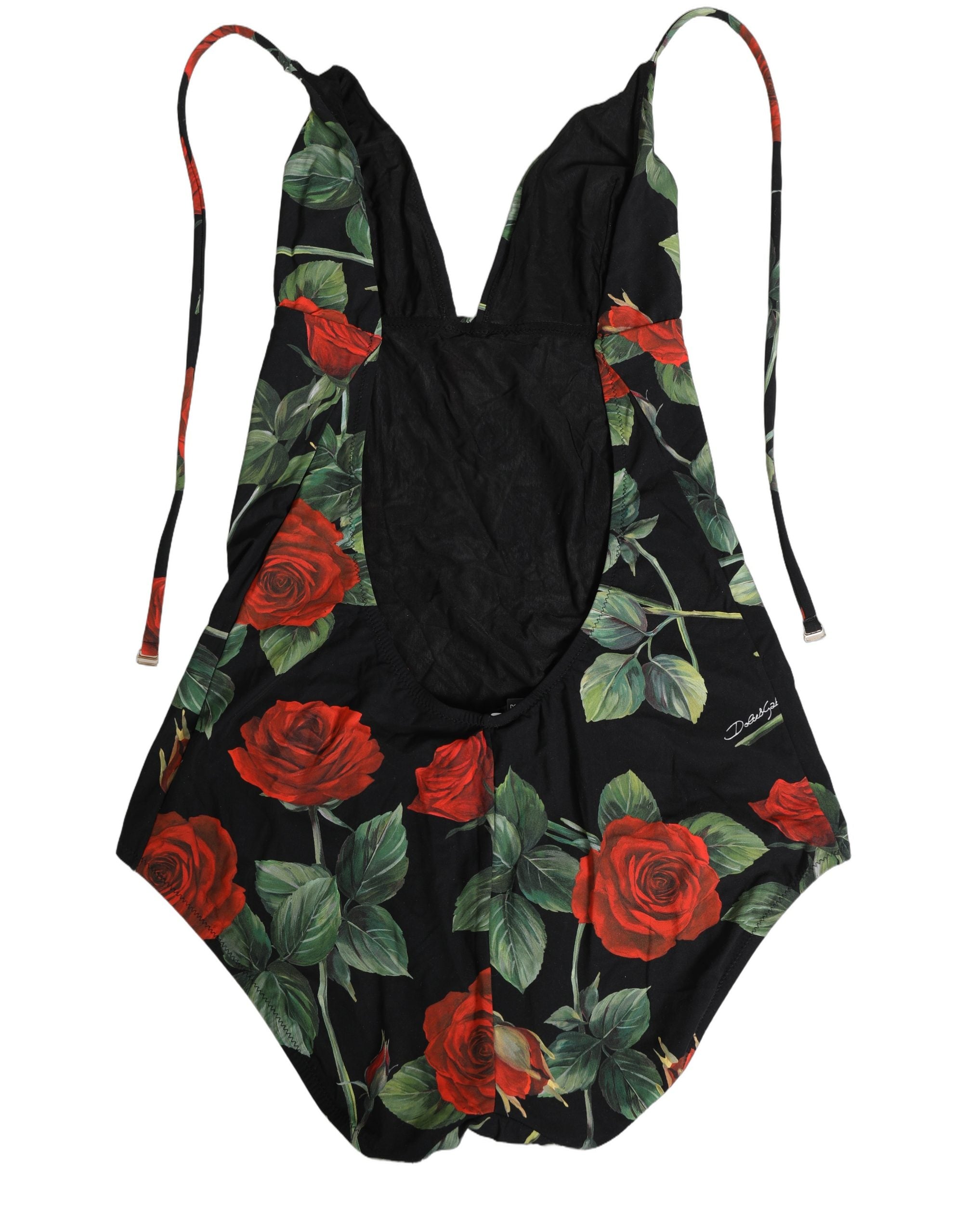 Dolce & Gabbana Badeanzug mit schwarzem Rosenprint
