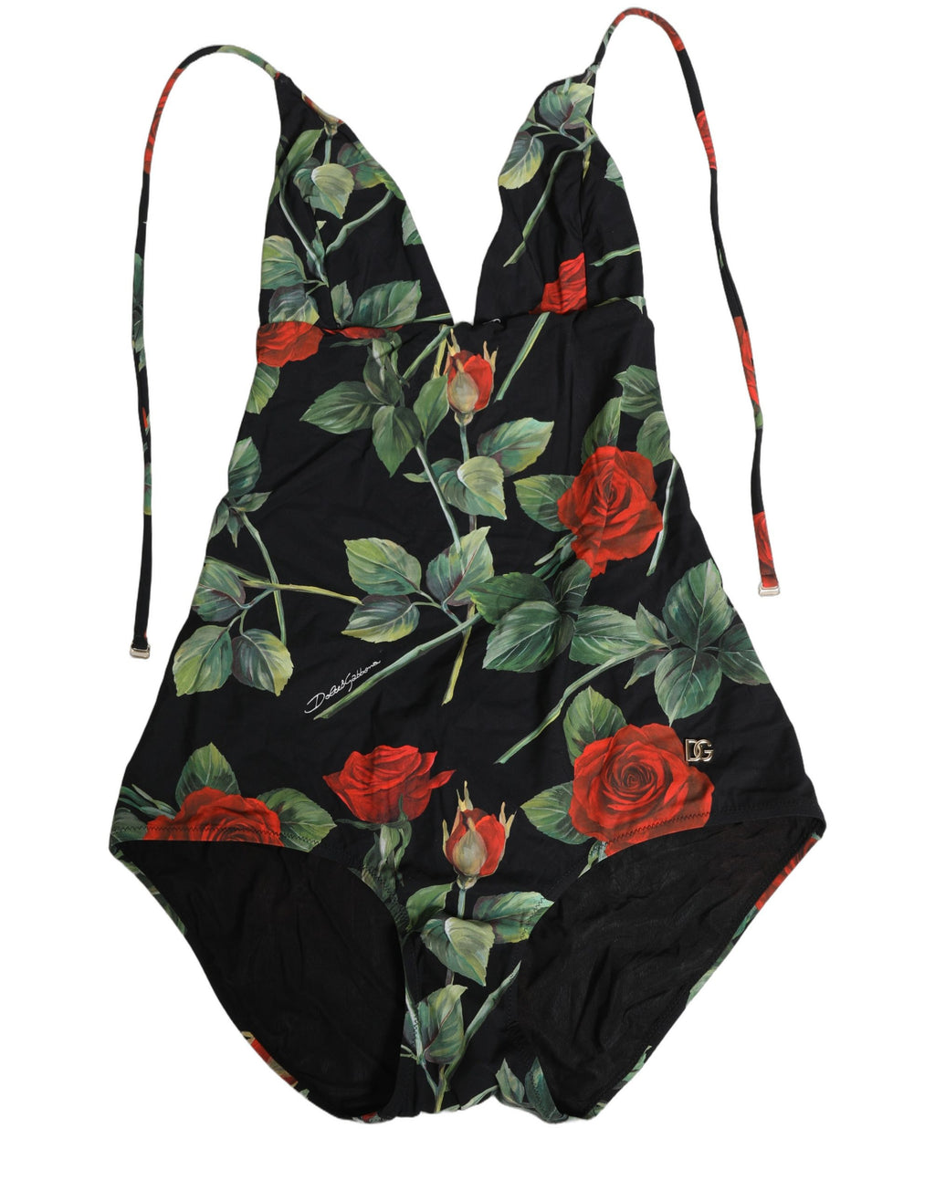 Dolce & Gabbana Badeanzug mit schwarzem Rosenprint