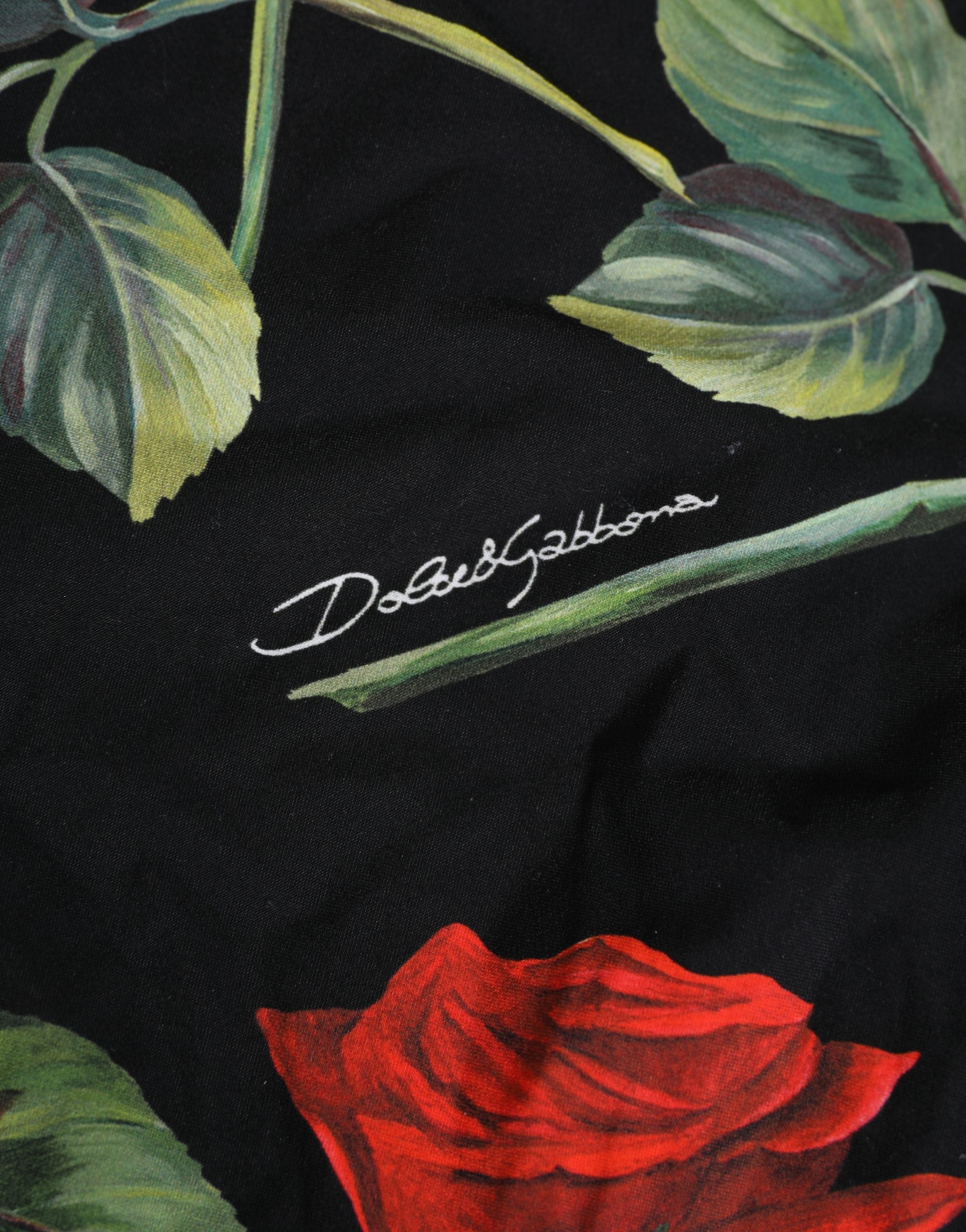 Dolce & Gabbana Badeanzug mit schwarzem Rosenprint