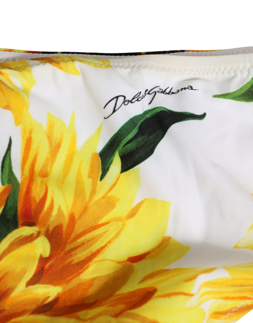 Dolce & Gabbana Gelber Bikini-Slip aus Nylon mit Sonnenblumenmuster