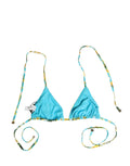 Dolce & Gabbana Bikini-Oberteil aus Nylon mit blauem Blumenprint und Neckholder