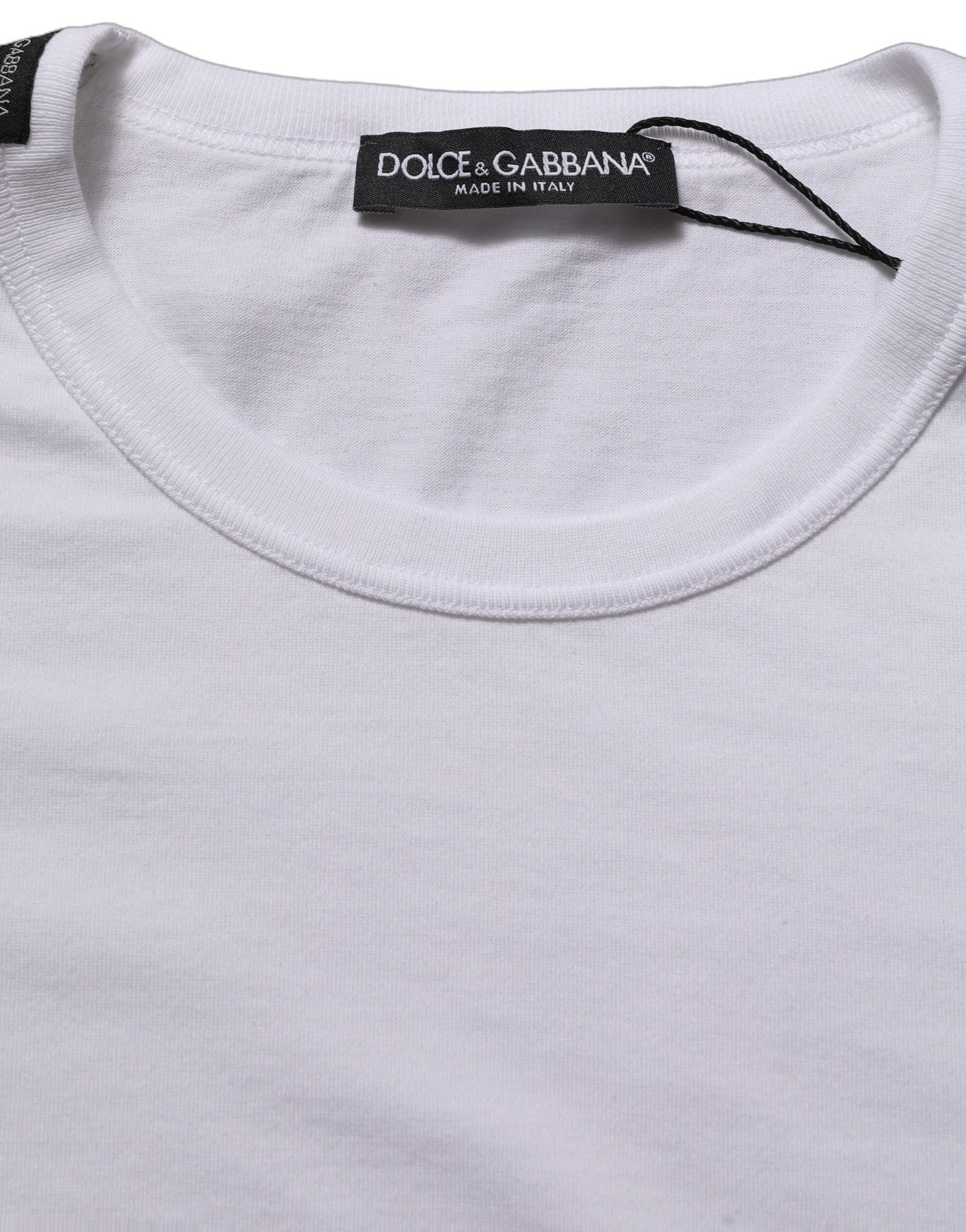Dolce & Gabbana Weißes Baumwoll-T-Shirt mit kurzen Ärmeln und Rundhalsausschnitt