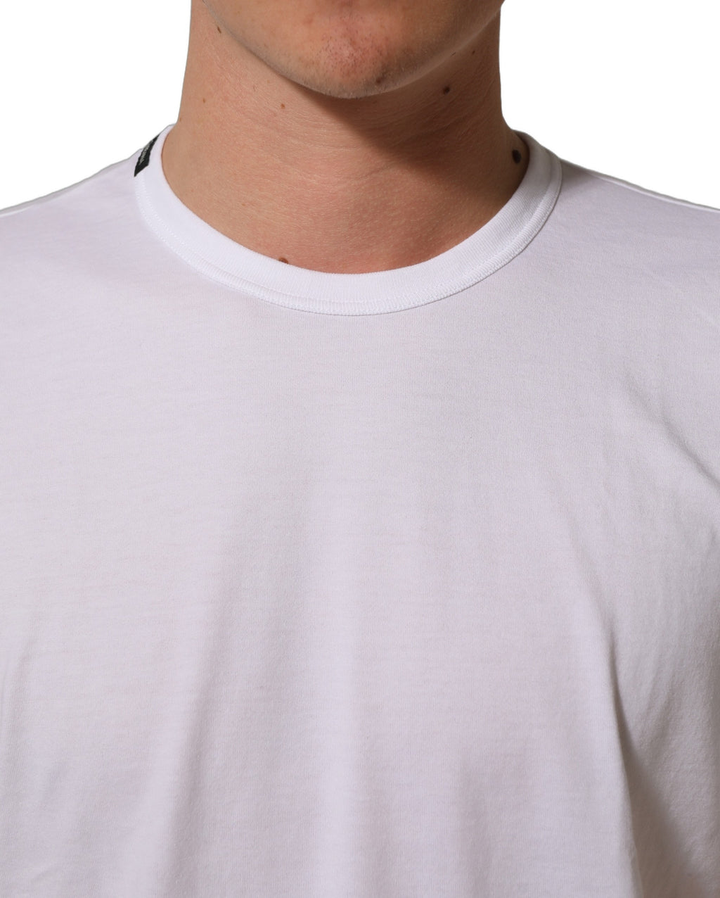 Dolce & Gabbana Weißes Baumwoll-T-Shirt mit kurzen Ärmeln und Rundhalsausschnitt