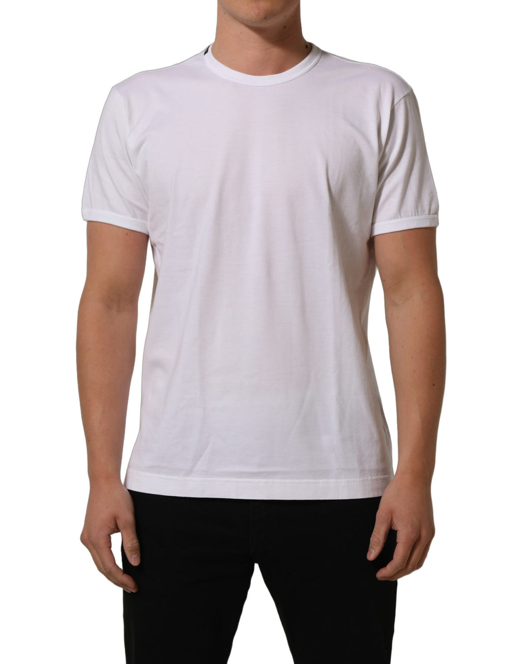 Dolce & Gabbana Weißes Baumwoll-T-Shirt mit kurzen Ärmeln und Rundhalsausschnitt