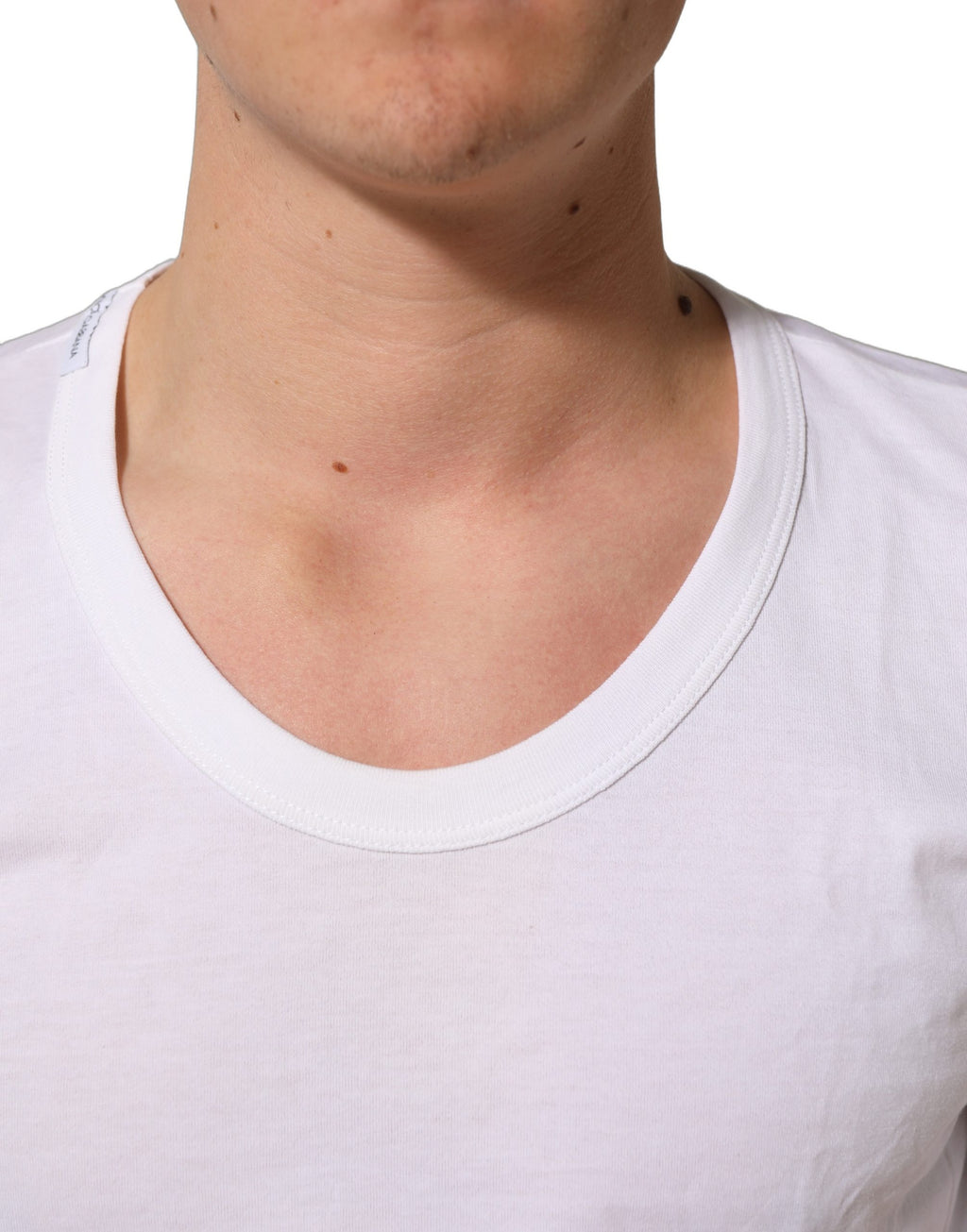 Dolce & Gabbana Weißes Baumwoll-T-Shirt mit kurzen Ärmeln und Rundhalsausschnitt