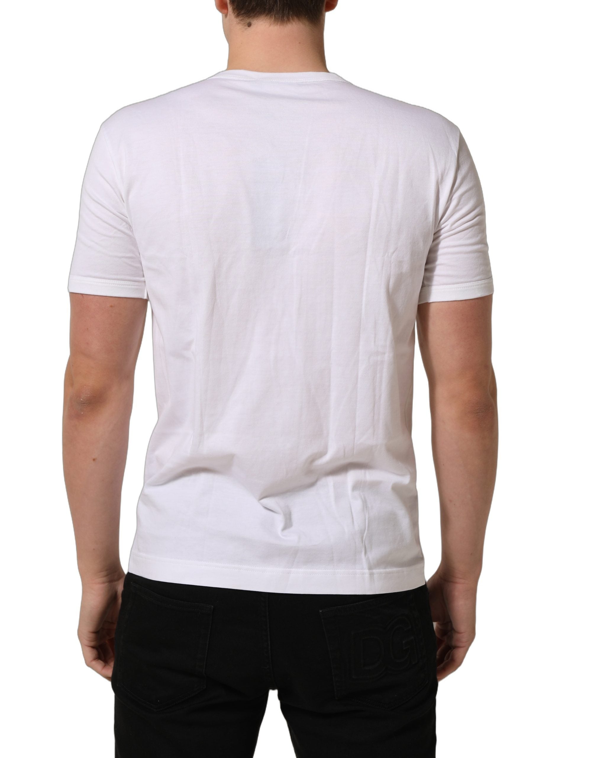 Dolce & Gabbana Weißes Baumwoll-T-Shirt mit kurzen Ärmeln und Rundhalsausschnitt
