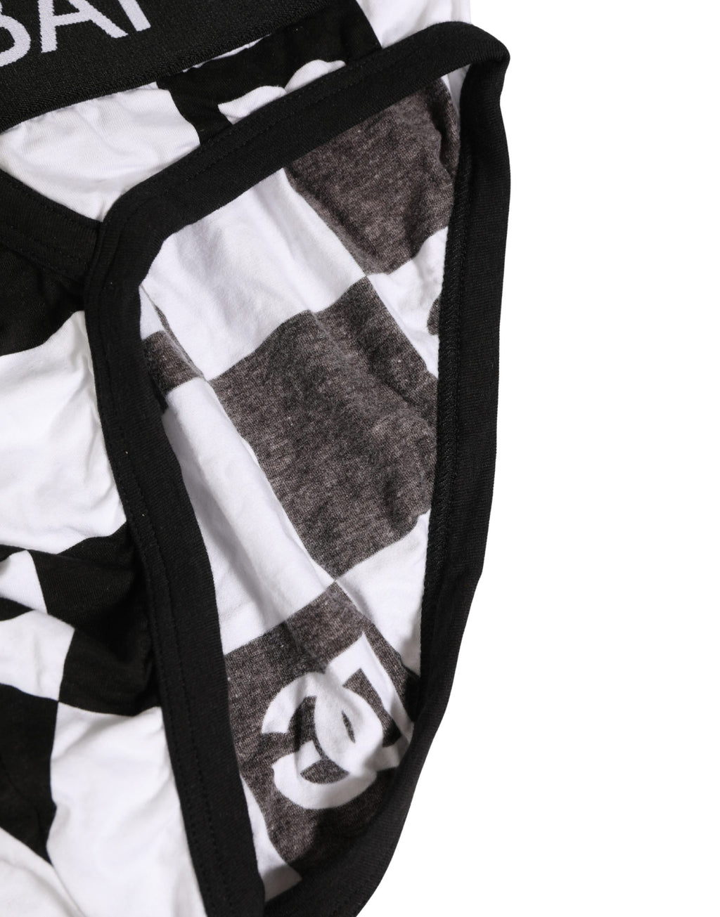 Dolce & Gabbana Schwarz-weiße Karomuster Midi-Slip mit Logo