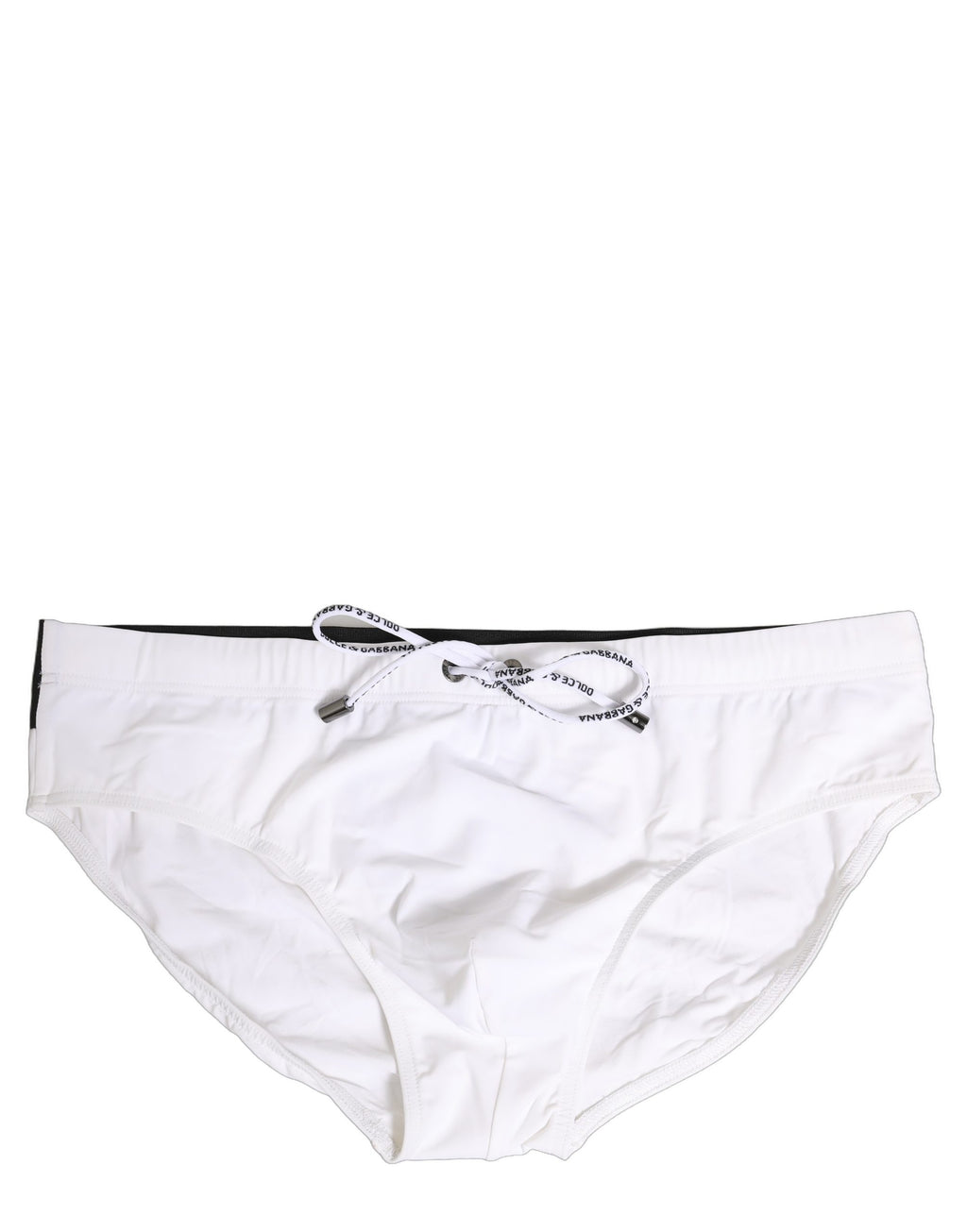 Dolce & Gabbana Weiße Stretch-Badehose mit Kordelzug