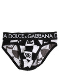 Dolce & Gabbana Midi-Slip mit Schwarz-Weiß-Logo-Karo