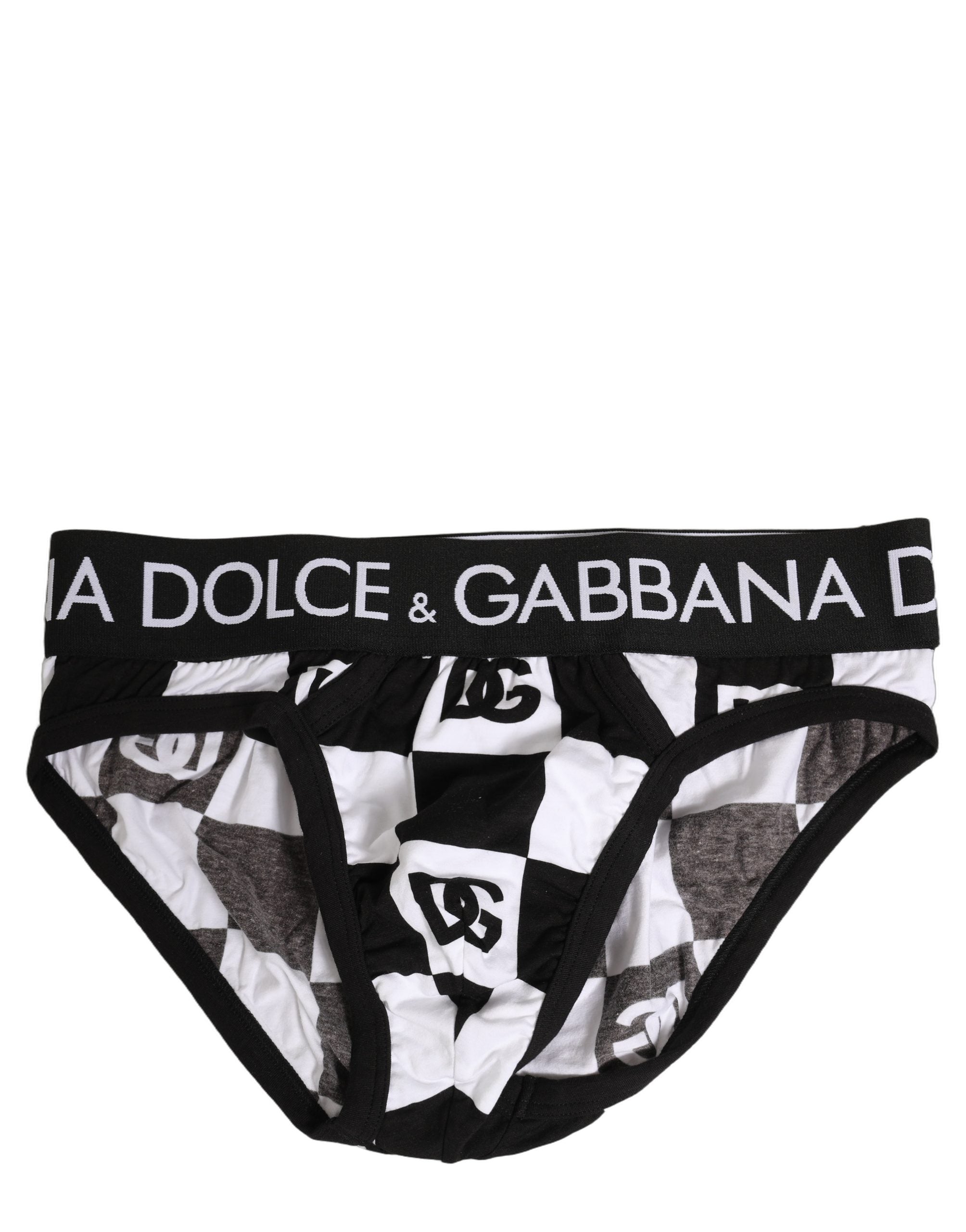 Dolce & Gabbana Midi-Slip mit Schwarz-Weiß-Logo-Karo