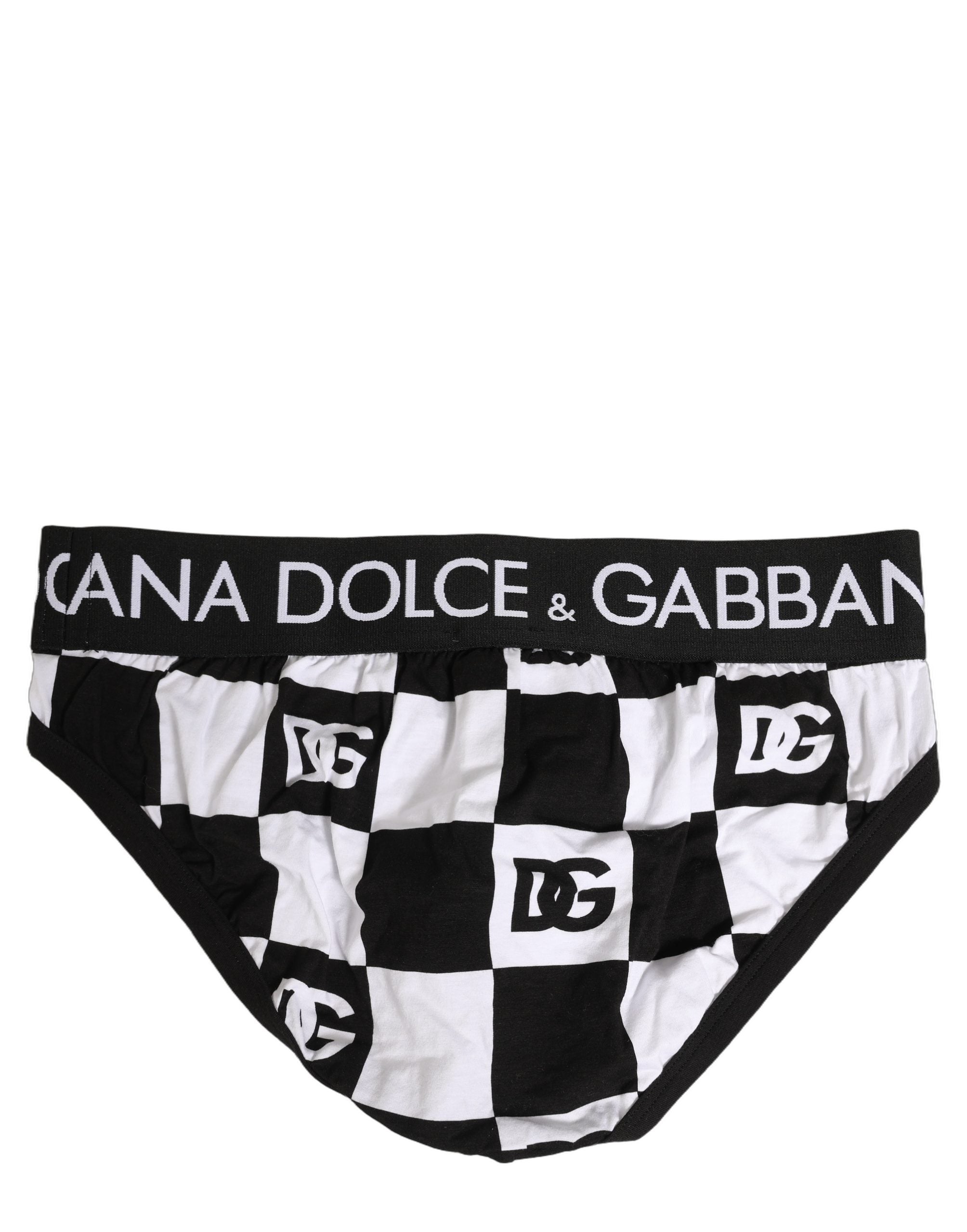 Dolce & Gabbana Midi-Slip mit Schwarz-Weiß-Logo-Karo