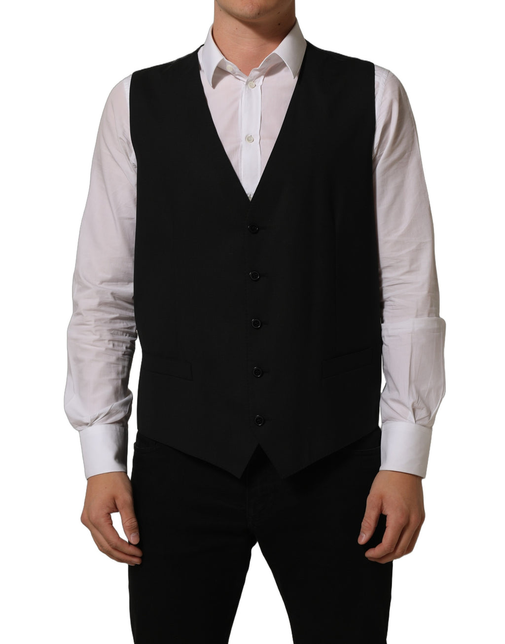 Dolce & Gabbana Schwarze Stretchweste aus Wolle Formelle Weste