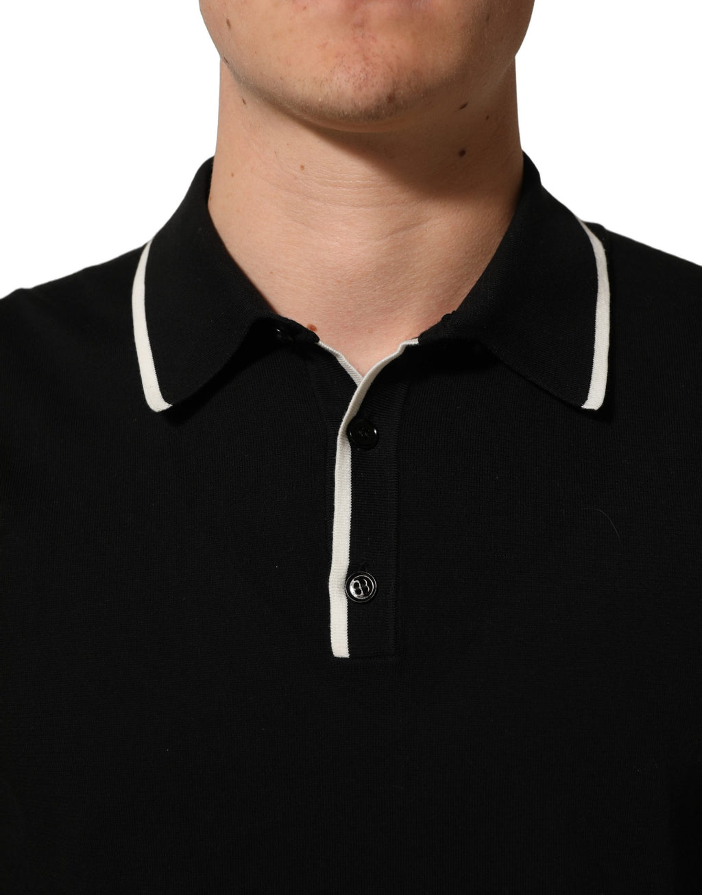 Dolce & Gabbana Schwarzes Polo-Shirt aus Baumwolle mit Kragen und kurzen Ärmeln für Herren