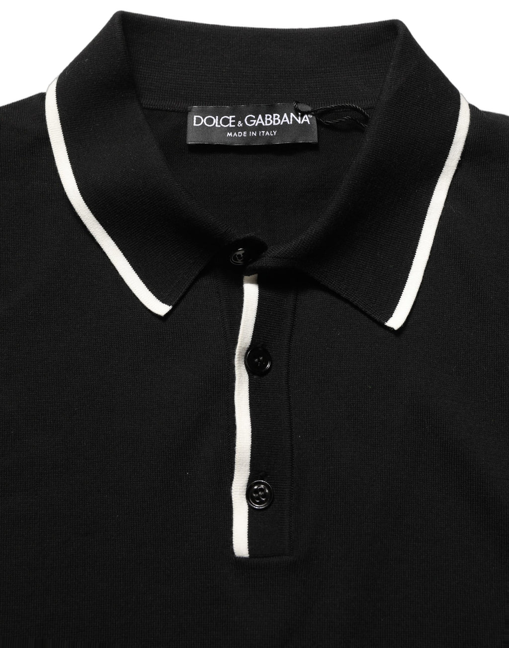 Dolce & Gabbana Schwarzes Polo-Shirt aus Baumwolle mit Kragen und kurzen Ärmeln für Herren