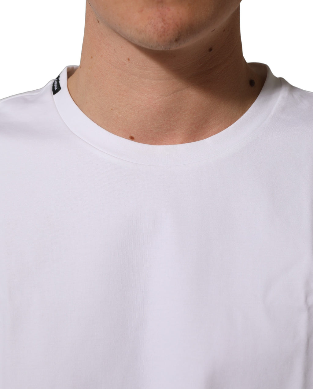 Dolce & Gabbana Weißes Baumwoll-T-Shirt mit kurzen Ärmeln und Rundhalsausschnitt