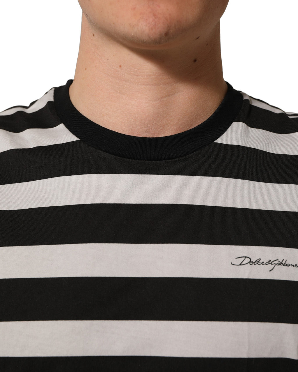 Dolce & Gabbana Ärmelloses T-Shirt aus Baumwolle mit schwarz-weißen Streifen