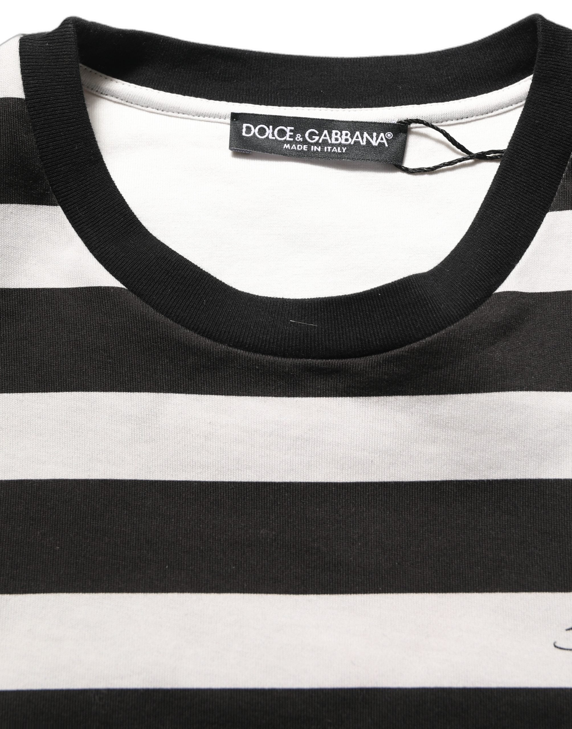 Dolce & Gabbana Ärmelloses T-Shirt aus Baumwolle mit schwarz-weißen Streifen