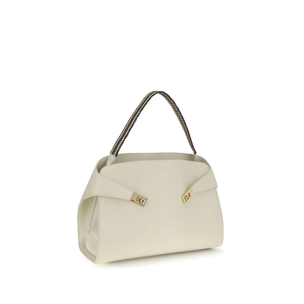 Ferragamo Beige Kalbsleder Bos Taurus Schultertasche