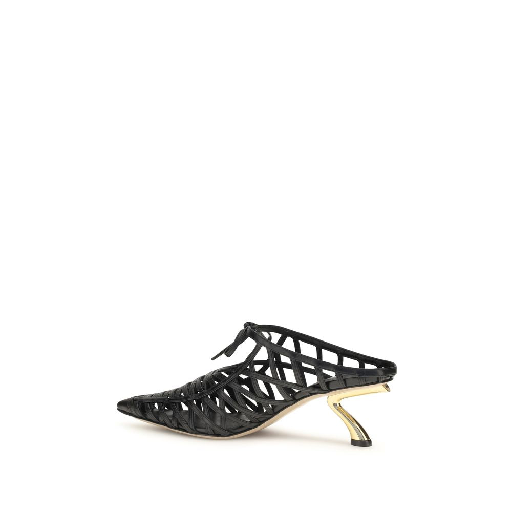 Ferragamo Schwarze Bos Taurus Kalbsleder-Mules