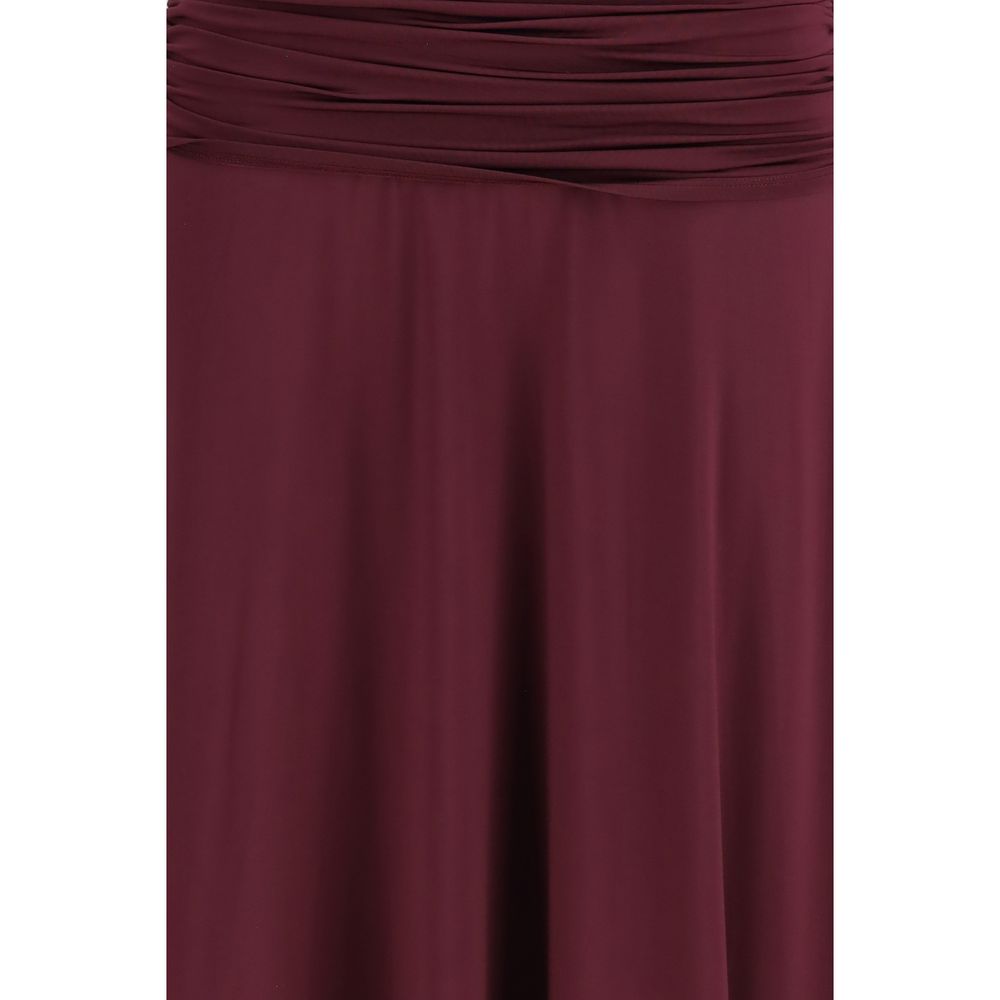 Self-Portrait Bordeaux Viskose Freizeitkleid