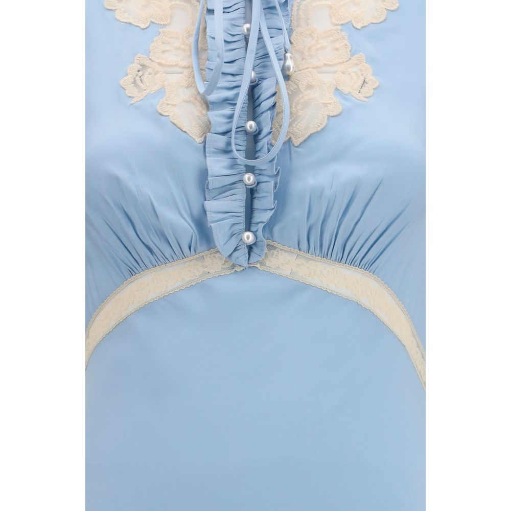 Self-Portrait Blaues Viskose-Freizeitkleid