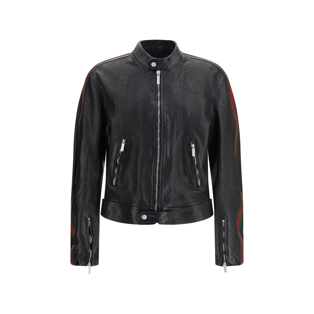 Gucci Bomberjacke aus schwarzem Büffelleder
