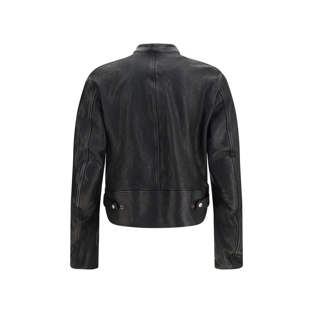 Gucci Bomberjacke aus schwarzem Büffelleder